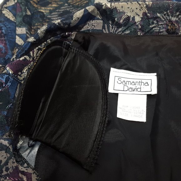 Vintage 80's Samantha David Women's L Metallic Blazer Jacket Shoulder Pads - Picture 10 of 13